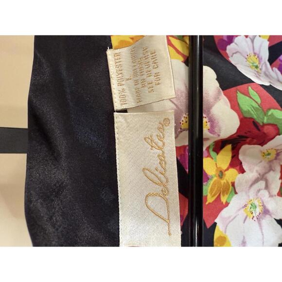 Floral Print Satin Robe with Black Trim Delicates Large - Picture 5 of 7